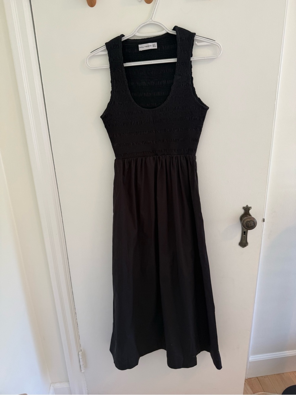 Black Smocked Tank Midi Dress